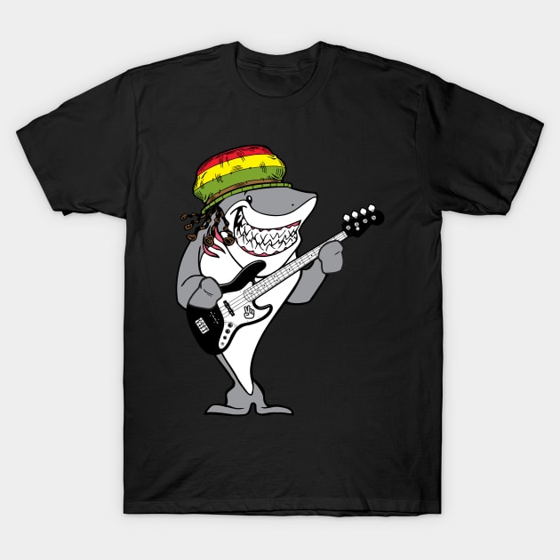 Shark Mashup Reggae Guitar T-Shirt by RadStar